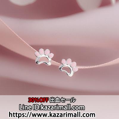 ピアス 猫の爪 ピチピチ 可愛い ピンク 和風 S925銀針 耳飾り ショートピアス